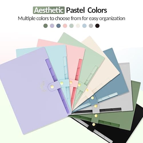 Sooez Aesthetic 8 Pocket Accordion File Organizer, Pastel Expanding File Folder for Important Document with Labels, Portable Receipt Bill Organizer for Office School Supplies, Letter Size Light Blue thumbnail 3