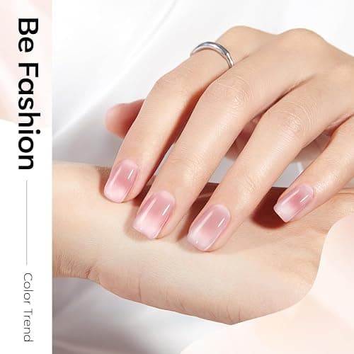 Modelones Jelly Gel Nail Polish 6 Colors Nude Gel Polish Milky White Neutral Nail Gel Polish Shimmery Glitter Translucent Nail Art Gel Kit Soak off Gel Manicure DIY Salon Nail Gift thumbnail 3