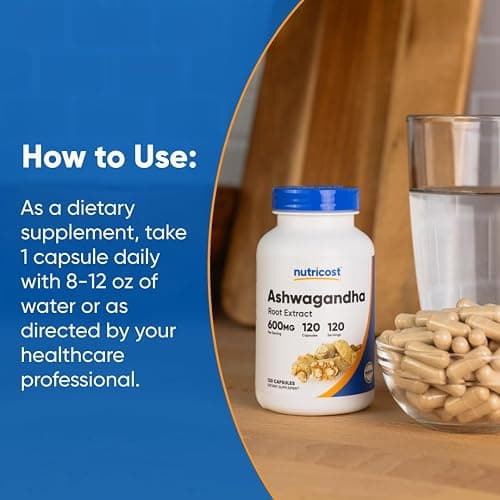 Nutricost Ashwagandha Herbal Supplement 600mg, 120 Capsules - Vegetarian, Non-GMO, Gluten Free, Ashwagandha Root thumbnail 6