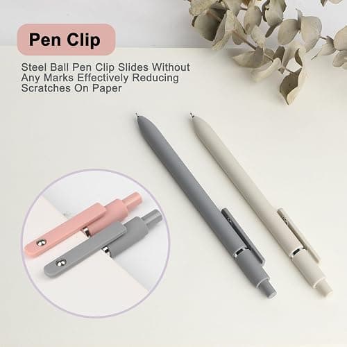 FIOVER Gel Pens, 5pcs 0.5mm Quick Dry Black Ink Fine Point Smooth Writing Pens High-End Series Ballpoint for Office School Supplies(Morandi) - Morandi thumbnail 5