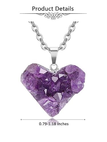 Jovivi Natural Amethyst Cluster Crystal Necklace for Women Men,Irregular Raw Rough Amethyst Quartz Stone Pendant Necklace Jewelry for Spiritual Reiki Healing,Beauty, Love and Positive Energy thumbnail 9