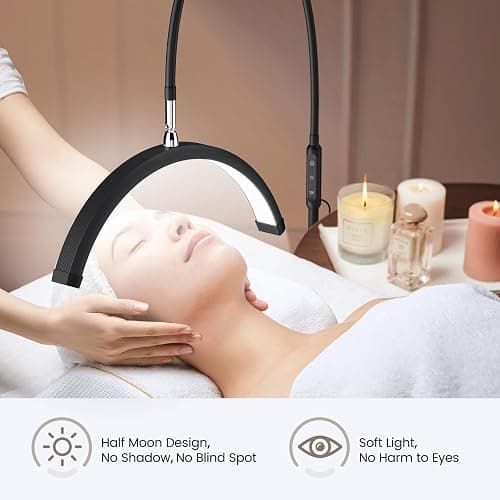 Mznoo Lash Light, Half Moon Lamp with Tool Tray, LED Moon Light for Eyelash Extensions, Flexible and Adjustable Color Modes, Suitable for Beauty Salons and Beginner DIY (Black) thumbnail 7