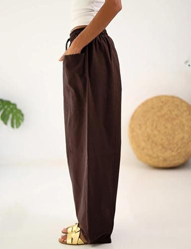 Himosyber Womens Baggy Wide Leg Pants Casual Loose Palazzo Harem Pants High Elastic Waist Trousers with Pockets thumbnail 7