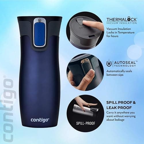 Contigo West Loop Autoseal Travel Mug, Stainless Steel Thermal Mug, Vacuum Flask, Leakproof Tumbler, Coffee Mug with BPA-Free Easy-Clean Lid thumbnail 9