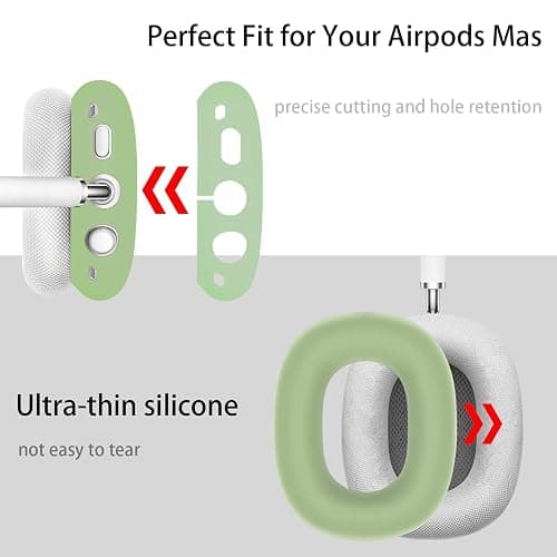 Silicone Case Cover for AirPods Max Headphones，Anti-Scratch Ear Cups Cover/Ear Pad Case Cover/Headband Cover 3 in 1 Accessories Silicone Protector for Apple AirPods Max（Green） thumbnail 4