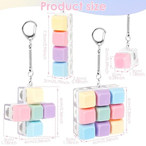 4 Pcs Adult Keyboard Clicker Toys, Portable Mechanical Keyboard Keychain Toy, Decompression Toys, Funny Cube Key Button Stress Relief for Adults Present to Relief Pass Time thumbnail 2