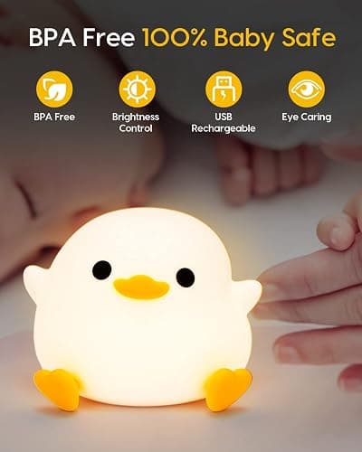 Amaredom DoDo Ente Nachtlicht, Niedliche Entenlampe, Silikon Dimmbar Kinderzimmer Nachtlicht, Wiederaufladbare LED Nachttischlampe mit 20 Minuten Timer, Baby Mädchen Frauen Schlafzimmer Wohnzimmer - Dodo Ente thumbnail 5