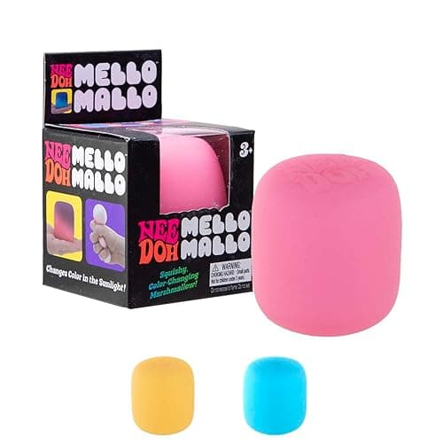 NEEDOH Mello Mallo - Marshmallow Fidget Toy For Kids, Nee Doh Stress Balls, Squishy Fidgets, Sensory Squidgy Toys For Anxiety Relief, Safe Non-Toxic Dough Texture, Age 3 Year Olds +