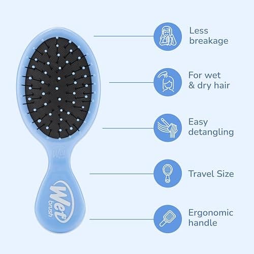 Wet Brush Squirt Detangling Brush, Sky, Mini Detangler, No Tangle Ultra-Soft IntelliFlex Bristles, Wet & Dry Styling Hairbrush for Women & Men, All Hair Types thumbnail 4