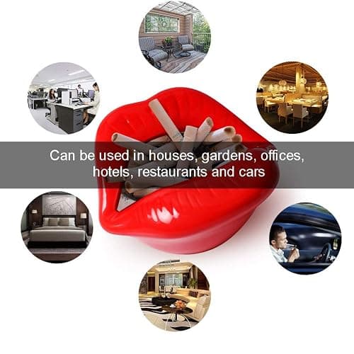 Ceramic Lip Shape Ashtray Cigarette Ash Holder Smoking Accessories Lips Storage Decoration Ashtray Figurines Tabletop Ornaments Creative Cigar Ash Tray For Smokers Home Office Decor (Red) thumbnail 6