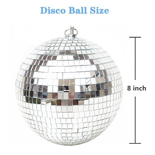 Mirror Disco Ball 8 Inch Hanging Disco Ball for Party Wedding Holiday Home Decoration, Silver thumbnail 3