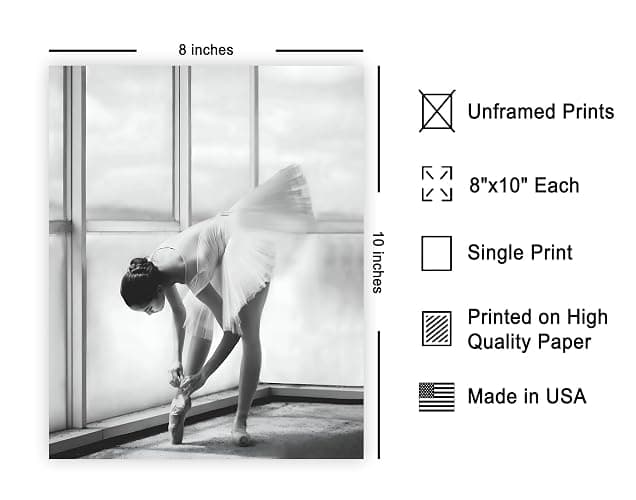 Monem Art Ballerina Preparation Poster - Ballet Dancer Print - Photography Design - Black & White Art - Ballet Style - Dance Print - Bedroom or Dance Studio Decor - 8x10 UNFRAMED Wall Art thumbnail 2