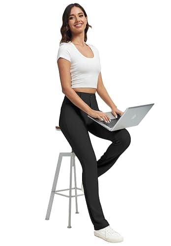 VIMPEP Women’s Stretchy Yoga Dress Pants High Rise Straight Leg with Pockets Casual Petite/Regular 1202 thumbnail 6