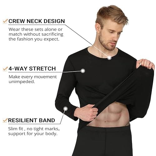 HEROBIKER Long Johns Thermal Underwear for Men Skiing Winter Warm Hunting Gear Fleece Lined Base Layer Set Top Bottom thumbnail 2