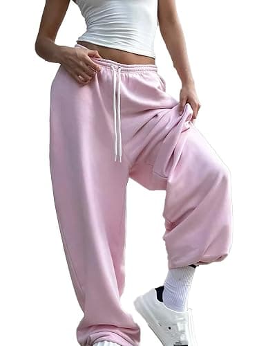 Anuedgis Womens Baggy Sweatpants Elastic Waist Cuffed Oversized Joggers Casual Loose Wide Leg Gym Tracksuit Bottoms Loungewear - Image 1