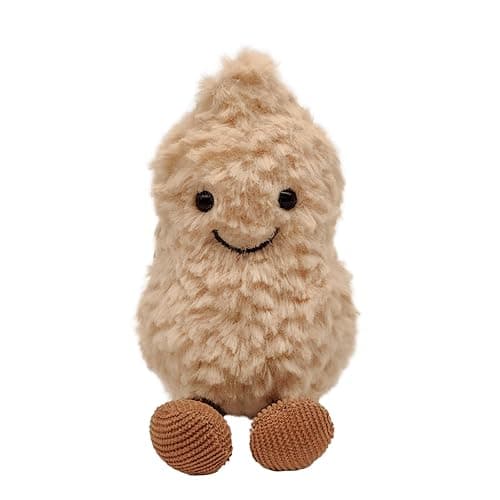 MUALML Cute Peanut Plush Toy, 6" Soft Peanut Stuffed Animal Funny Food Plushies with Legs, Adorable Smile Peanut Birthday Gift for Kids Girls Boys - Image 1