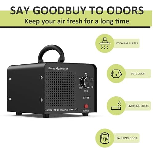 Medvoe 0zone Generator 65000mg - O3 Air Purifier for Home & Car, Ozone Machine Odor Removal for Smoke & Pet (Black) thumbnail 2