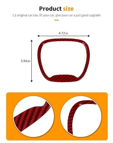 for Dodge Challenger/Charger/Durango 2015-2025 Central Control Steering Button Frame Trim Cover Interior Decoration Accessories, Red Carbon Fiber thumbnail 5