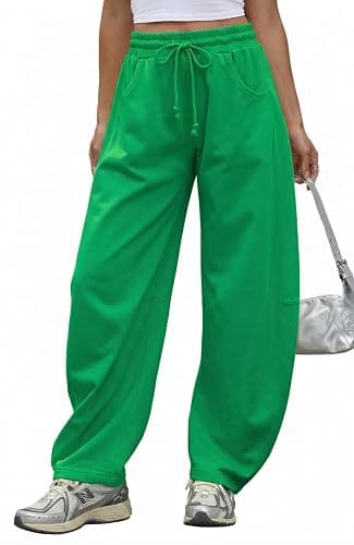 Waitfairy Barrel Sweatpants Women Baggy - 29" Inseam Drawstring Curved Wide Leg Sweatpants Women Lounge Gym Sweats Joggers thumbnail 4