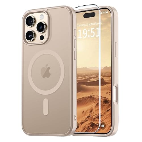 vnnink for iPhone 16 Pro Max Case Desert Gold | Compatible with Magsafe,Military Grade Drop Protection,Magnetic Matte Translucent Phone Cover with Screen Protector - Image 1