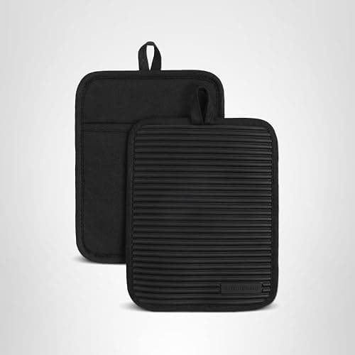 KITCHENAID Ribbed Soft Silicone Pot Holder 2-Pack Set, Matte Black, 7"x9" thumbnail 5