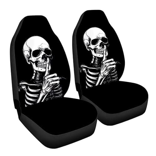 ELEQIN Goth Skull Universal High Back Fashion Car Seat Covers for Car Truck Suvs,sedans,Vehicles,Airbag Compatible Front Car Seat Covers 2 Pack thumbnail 7