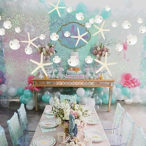 Decor365 White Finger Starfish Sea Shell Garland Ocean Coastal Nautical Party Decoration Starfish Cutouts Hanging Bunting Banner Under The Sea Mermaid Wish Birthday Beach Wedding Decor thumbnail 9