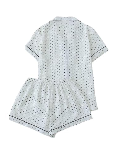 Verdusa Pajamas For Women Set 2 Piece Cute Pjs Sleepwear Lounge Sets | Pj Sets For Woman, Button Down Shirts With Pajama Shorts, Cute Print, Comfy Sets thumbnail 4