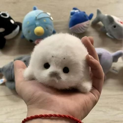 Plush Seal Baby Keychain Cute Ocean Animal Key Chain Kawaii Soft Keyring for Women Men Backpack Bag thumbnail 2