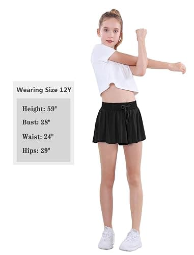EXARUS Girls Butterfly Shorts Flowy Dance Skorts Cheer Teen Athletic Skirt Flutter Tennis Tween Preppy Outfit Kid 6-14Y thumbnail 3