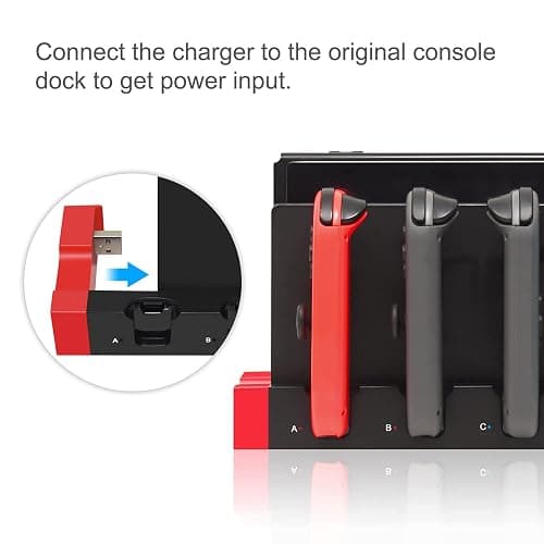 Charging Dock Compatible with Nintendo Switch & OLED Model Joycons, Joycon Controller Charger Dock Station for Charges up to 4pcs Joypad, Charging Stand Station for Nintendo Switch/OLED Model thumbnail 2