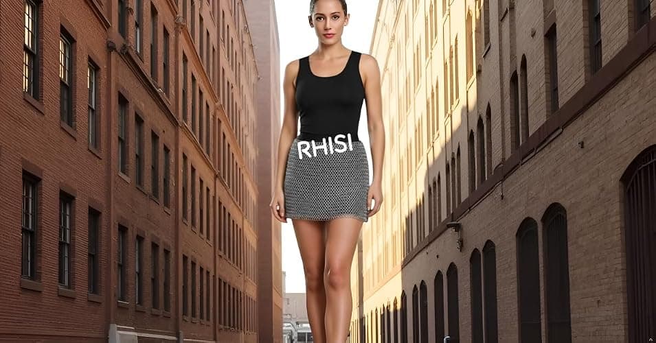 RHISI Handmade Aluminum Chainmail Skirt – Lightweight Anodized Metallic Skirt for Women – Rave, Festival, Costume & LARP Wear thumbnail 9