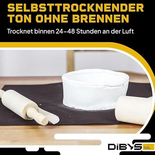 DIBYS Töpfer-Set für Zuhause | Starter mit Modellier-Werkzeug, lufttrocknendem weißen Ton, Farben & Pinsel | DIY-Töpfern für Erwachsene | Kreatives Hobby | Geschenkideen thumbnail 2