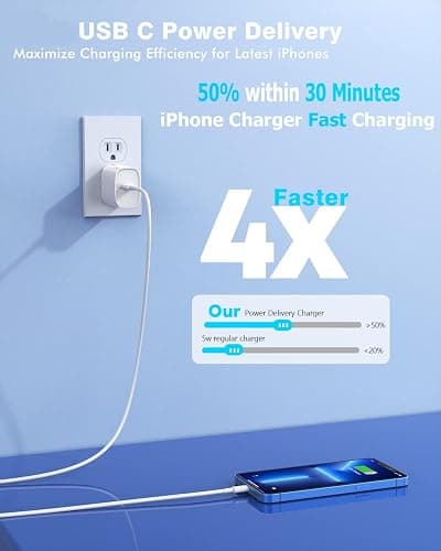Fast iPhone Charger, Quick 10Foot USBC Wall Charger Phone Charge 2Pack PD USB C Fast Charge Block + Long 10FT Lightning Fast Charging Cable for iPhone 14/Pro/Pro Max/Plus/13/12/11/XS/XR/X/SE2022/iPad thumbnail 2