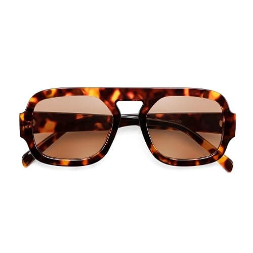 FEISEDY Trendy Square Aviator Oversize Sunglasses for Women, Vintage 70s Flat Top Shades B4175 thumbnail 5