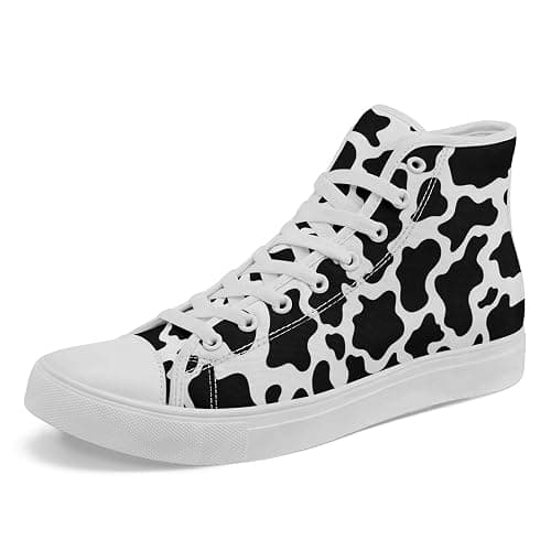 Cow Print Canvas High-Top Shoes for Women, Men's Fashion Sneakers for Streetwear Casual Wear Trendy Outfits - Image 1