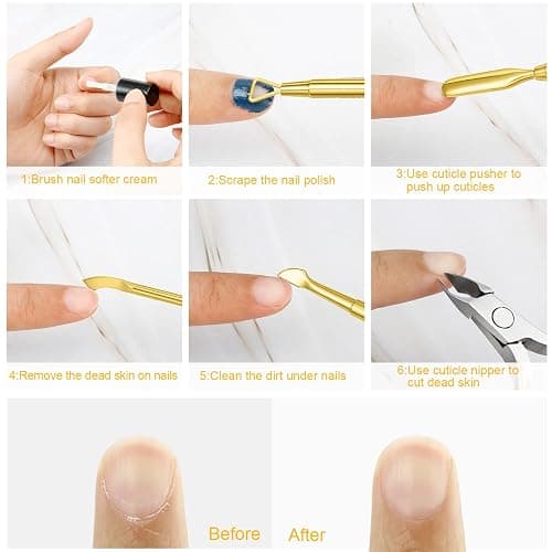 Mudder Acrylic Nail Clippers Kit False Nails Tips Cutter Professional Cuticle Trimmer Nipper Cutter Pusher Remover Stainless Steel Manicure Pedicure Art Tools Set Salon Home(Golden) thumbnail 6