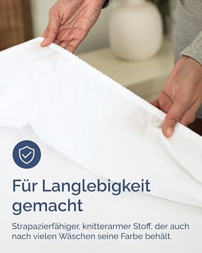 Spannbettlaken 180x200 - Mikrofaser Spannbetttuch 40cm (16") tief - Weiß | Spannbetttuch, Boxspringbett, Weich, Knitterfrei, Bügelfrei, Atmungsaktiv, Hypoallergen, Rundumgummi, Gebürstet, OEKO-TEX thumbnail 6