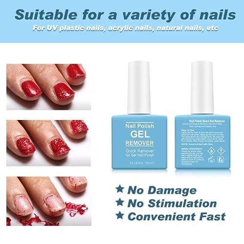 2 Pack Gel Nail Polish Remover, Gel Polish Remover for Nails, Easily Magic Soak-Off Gel Polish in 2-5 Minutes - Safe, No Need For Foil, Soaking Or Wrapping (with 1 Cuticle Pusher and Nail Scraper) thumbnail 3