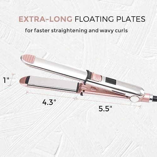 Rozamor 2-in-1 Titanium Ionic Flat Iron,Professional Hair Straightener & Curler, Fast Heating, Dual Voltage, Pink, for All Hair Types thumbnail 4