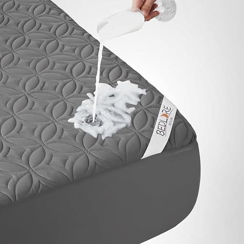 BEDLORE Waterproof Mattress Protector, Queen Size Mattress Pad Noiseless with Deep Pocket 6"-18" Depth, Soft Breathable Dirt-Proof Bed Mattress Cover Washable for Home, Bedroom, Hotel (Gray) thumbnail 7