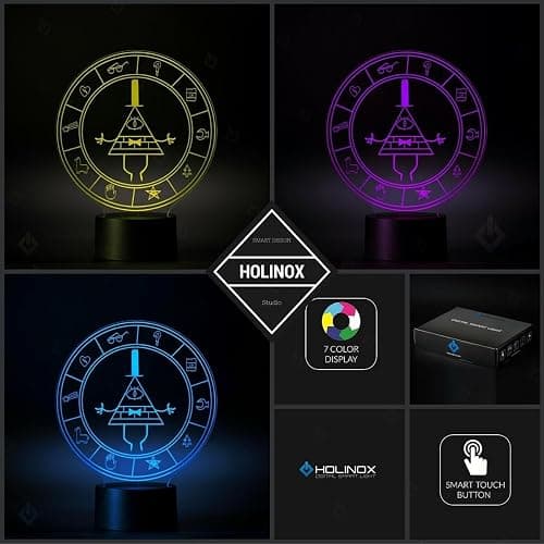 LDREAMAM Gravity 3D Falls Bill Cipher Wheel Lighting Decor Gadget Lamp , Acrylic, Awesome Gift (MT026) thumbnail 4