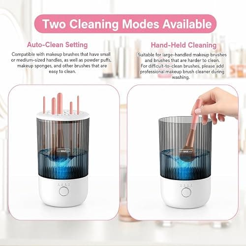 Electric Makeup Brush Cleaner, 6500RPM Automatic Makeup Brush Cleaner Machine, Portable Design with 1800mAh Rechargeable Battery for Makeup Brushes, Perfect Gift for Makeup Lovers thumbnail 6