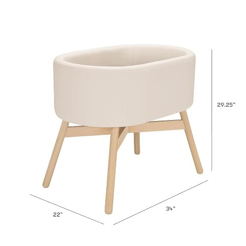 babyletto x GATHRE Capsule Bassinet in Vegan Ivory Leather, Wipeable & Water Resistant thumbnail 3