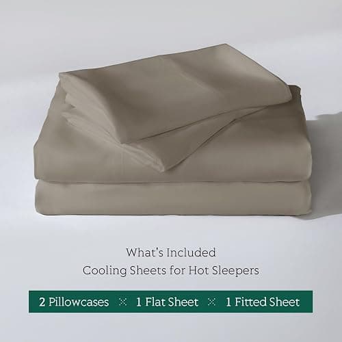 Cooling Sheets Set King Size, Viscose Derived from Bamboo for Hot Sleepers | Deep Pocket Up to 16 Inch | Silky Soft & Breathable Bedding - 4PC (King, Simply Taupe) thumbnail 5