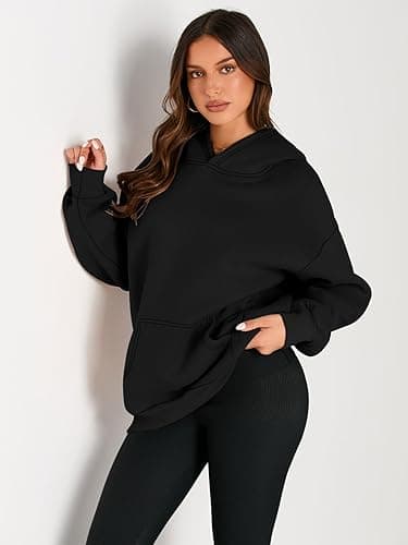 EFAN Womens Hoodies Oversized Sweatshirts Pullover Fleece Sweaters Long Sleeve Winter Fall Outfits Fashion Y2k Clothes - Small - Black thumbnail 2