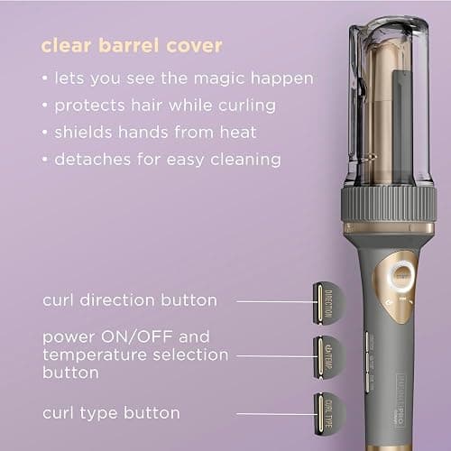 Conair CD1032C Curl Secret 1 ¼ inch Barrel Auto Hair Curler - 3 curl directions - Medium to Long Hair Lengths produces wavy, soft or blowout curls, All hair types, Dual Voltage for Worldwide Travel - Gray - 1 ¼ inch Barrel thumbnail 6