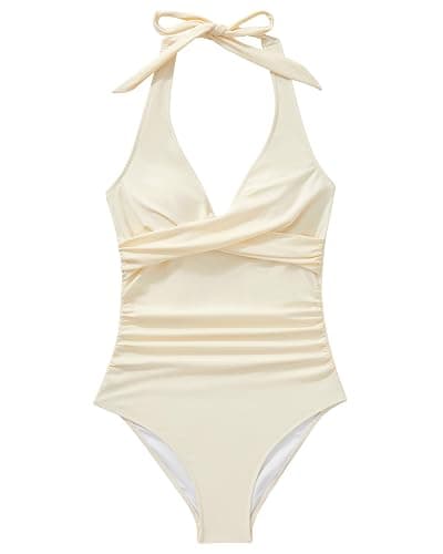 SUUKSESS Women Sexy Tummy Control One Piece Swimsuits Halter Push Up Bathing Suits thumbnail 2