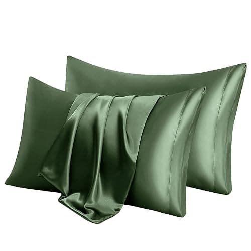 Aormenzy Satin Pillow Cases for Women Standard Size Set of 2, Woodland Green Satin Pillowcase for Hair with Envelope Closure Silky Pillow Covers Wrinkle, Fade Resistant (20x26 Inches) thumbnail 6