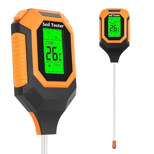 4-in-1 Soil Moisture Meter Digital PH Meter/Soil Moisture/Plant Temperature/Sunlight Intensity, Backlight LCD Display, Soil Test Meter for Garden, Lawn, Plant Care, Farm and Indoor Outdoor Plants - Image 1